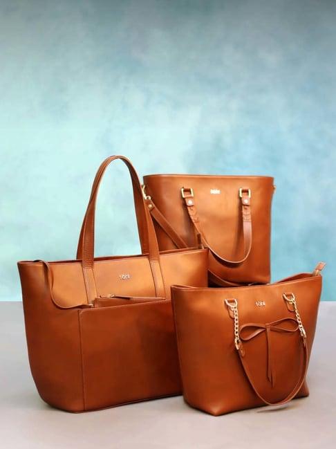 tohl tan solid medium tote handbag