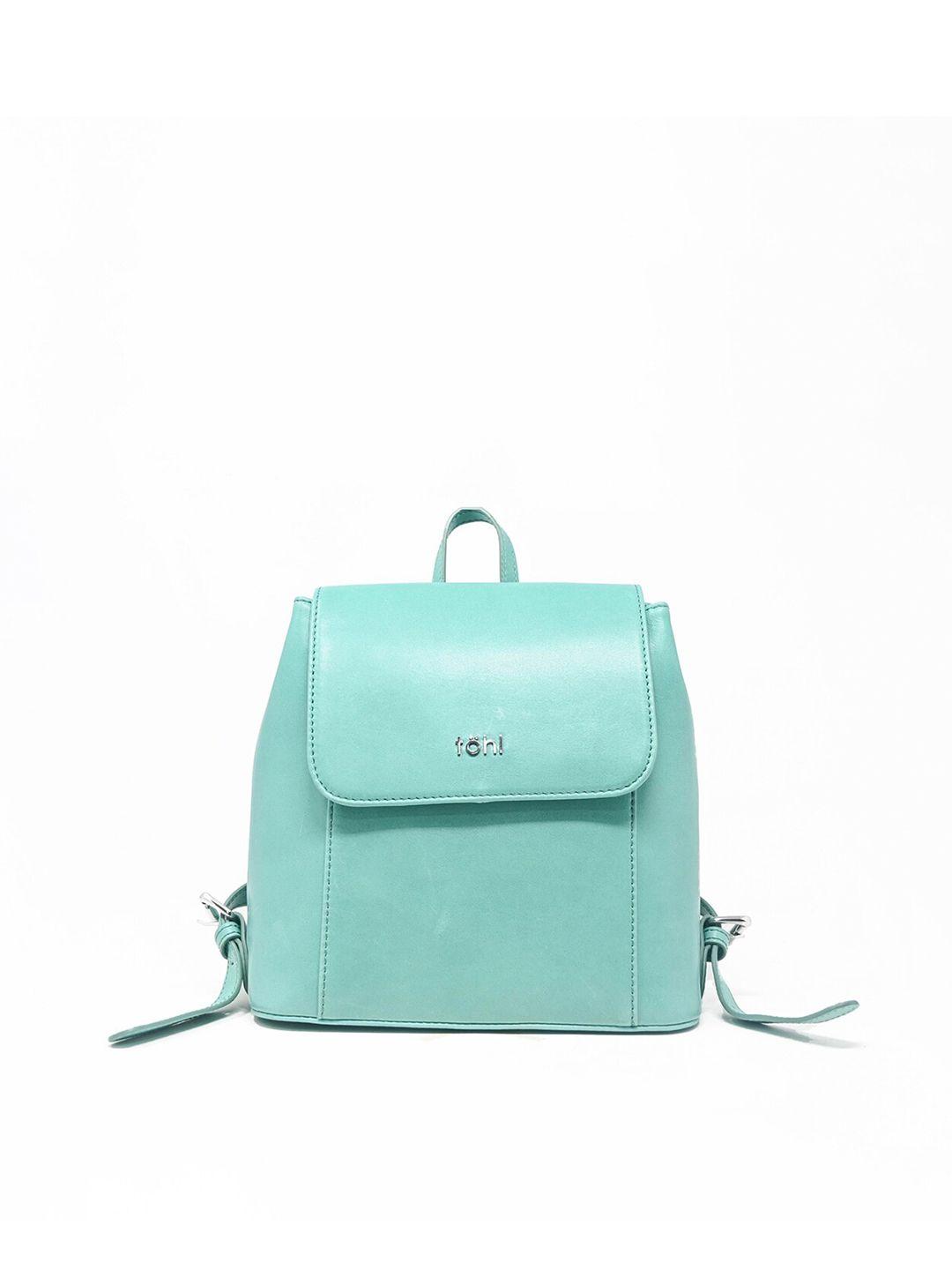tohl women turquoise blue & white leather backpack
