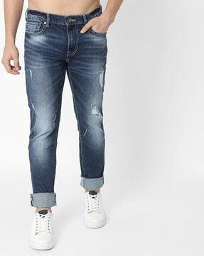 toki washed distressed straight fit jeans