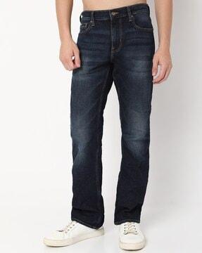 toki bell mid-wash slim straight fit jeans