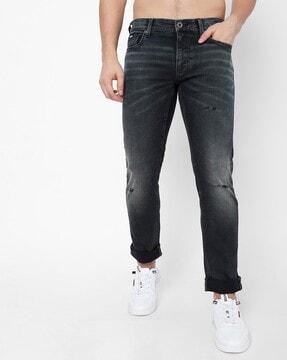 toki distressed mid-rise straight fit jeans