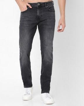 toki mid-wash straight fit jeans