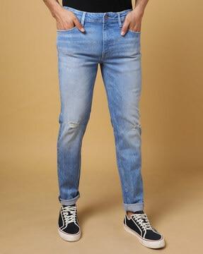 tokyo slim fit faded distressed jeans