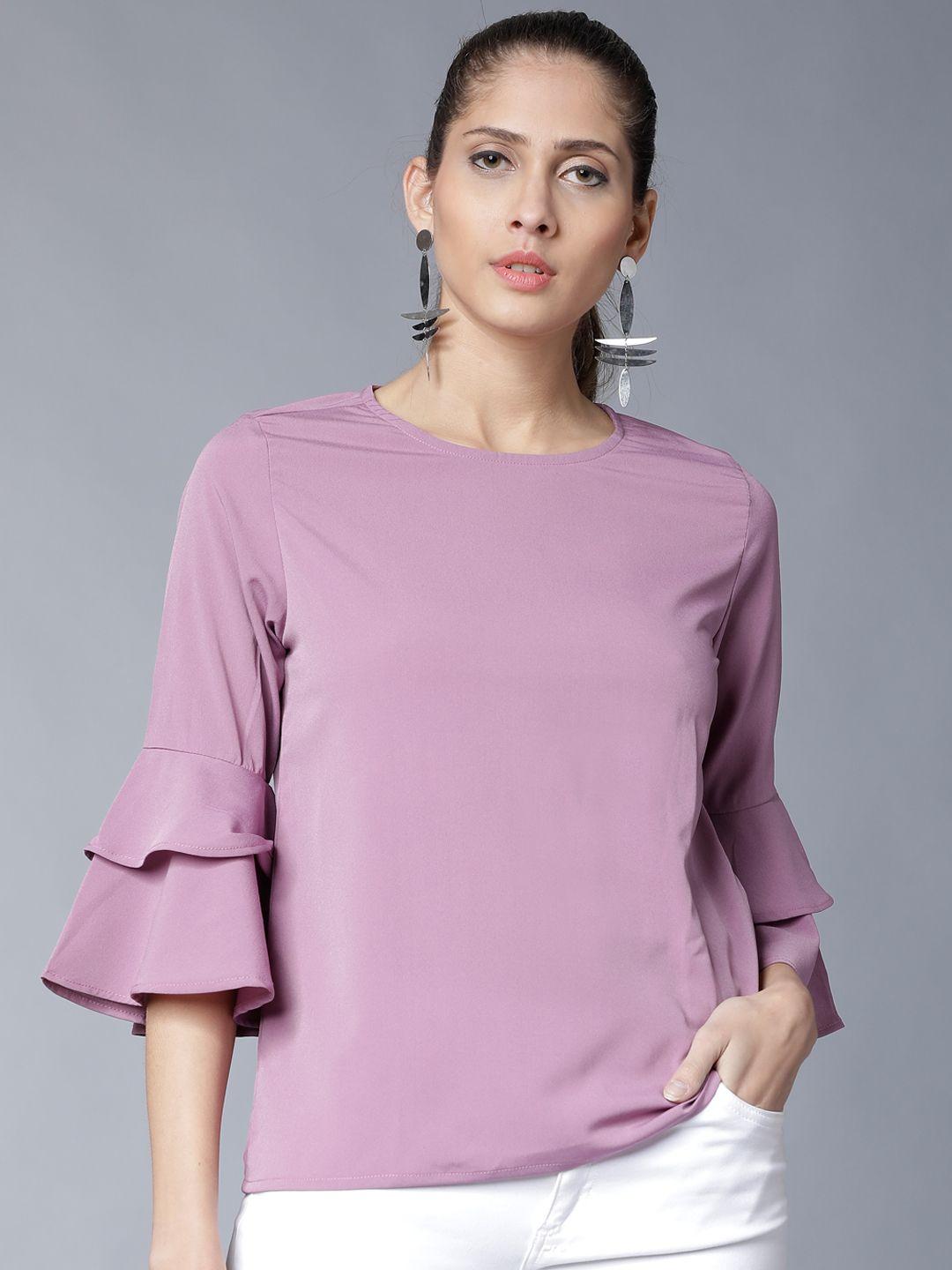 tokyo talkies mauve top with bell sleeves
