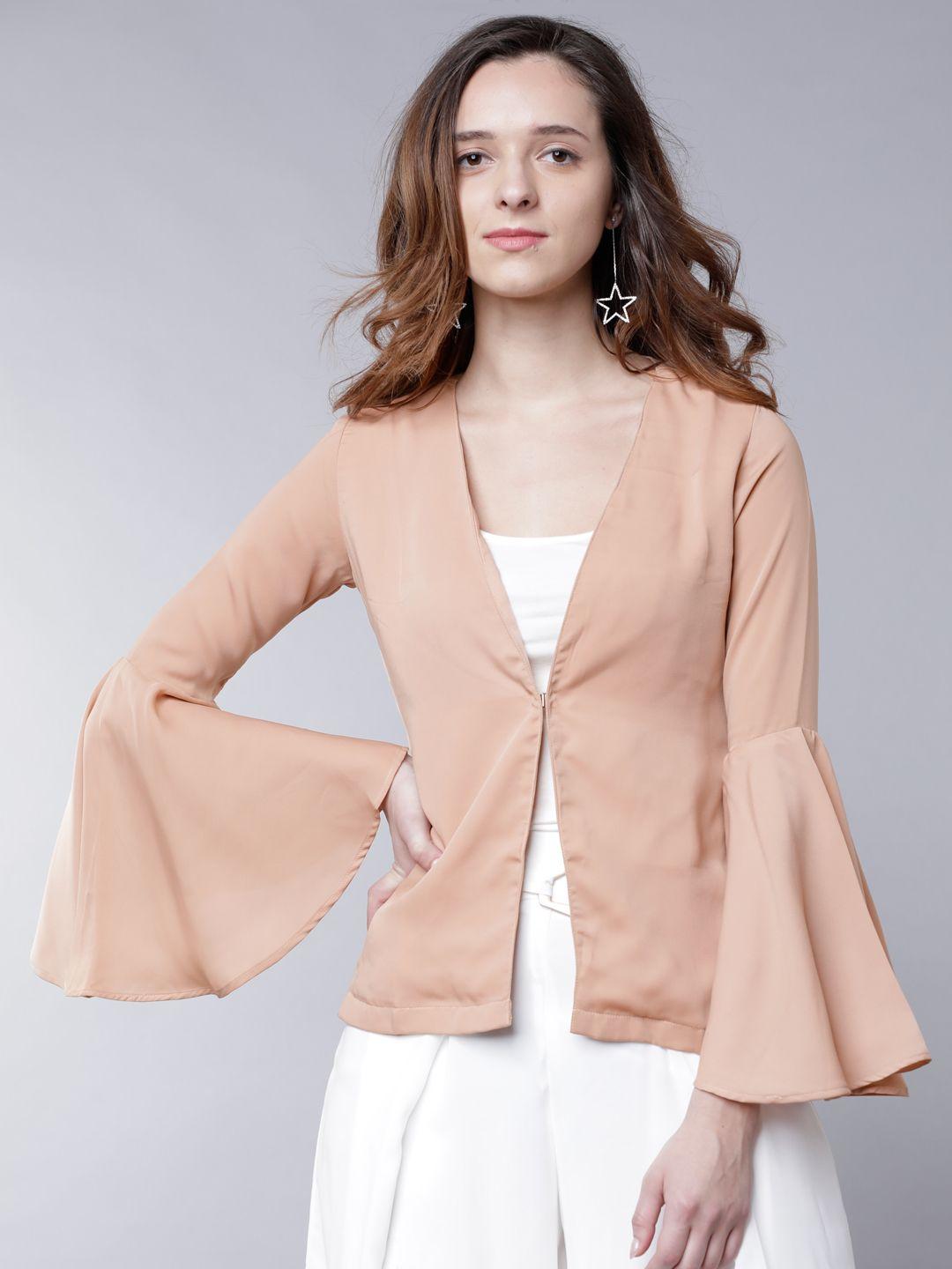 tokyo talkies nude-coloured solid open front shrug
