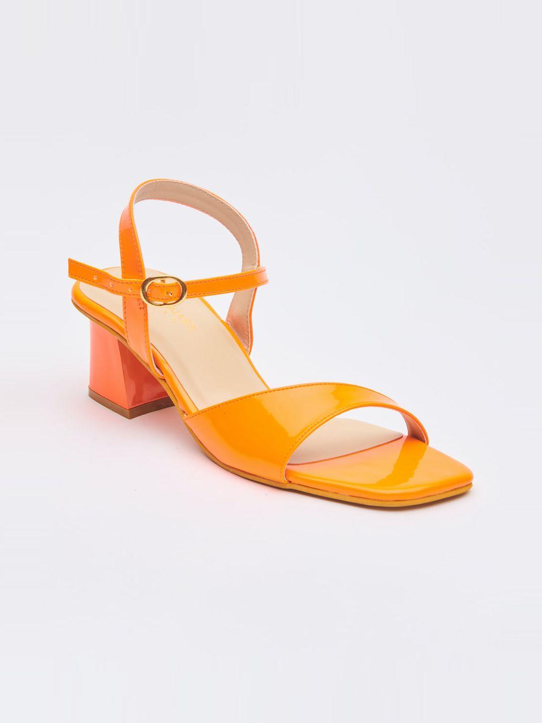 tokyo talkies orange block heels with buckles