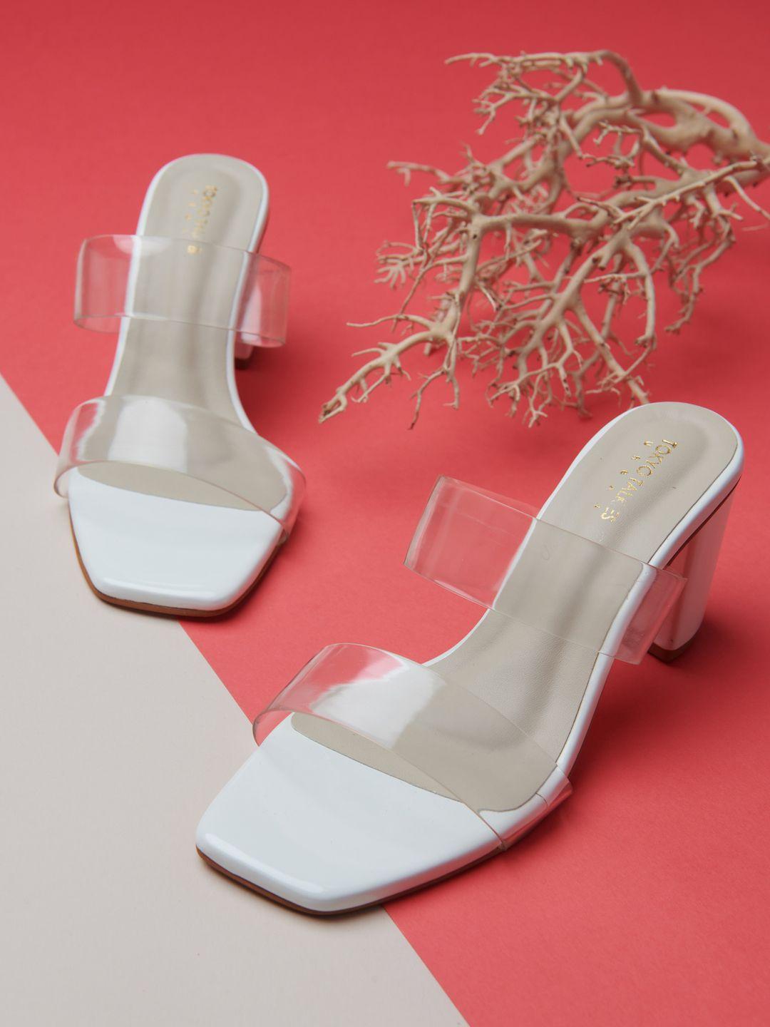 tokyo talkies white pu block sandals