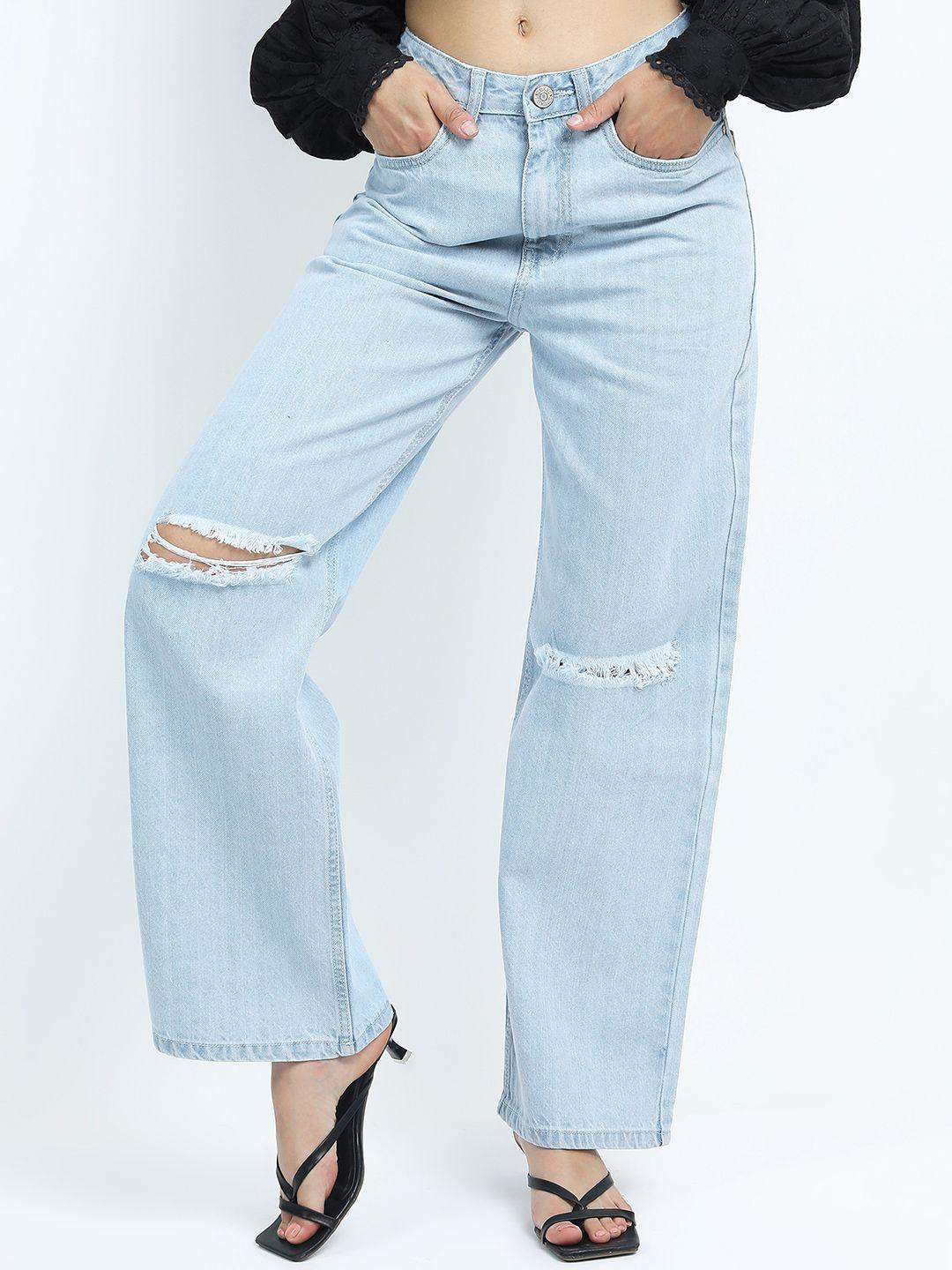 tokyo-talkies-women-blue-flared-clean-look-regular-fit-cotton-jeans