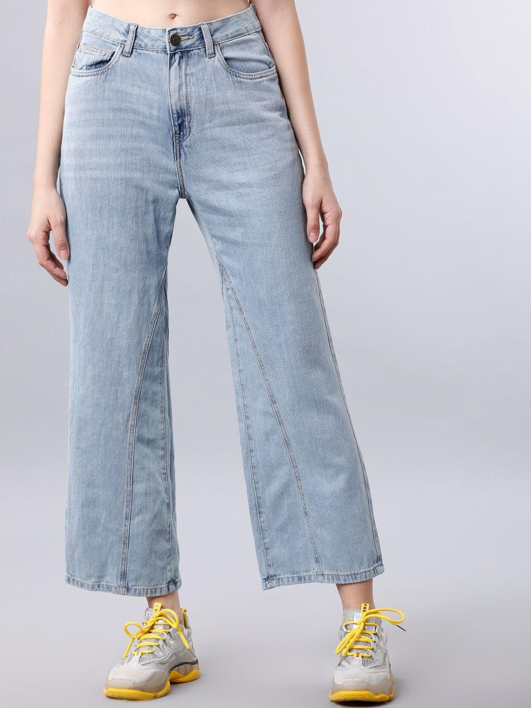 tokyo talkies women blue flared high-rise clean look jeans