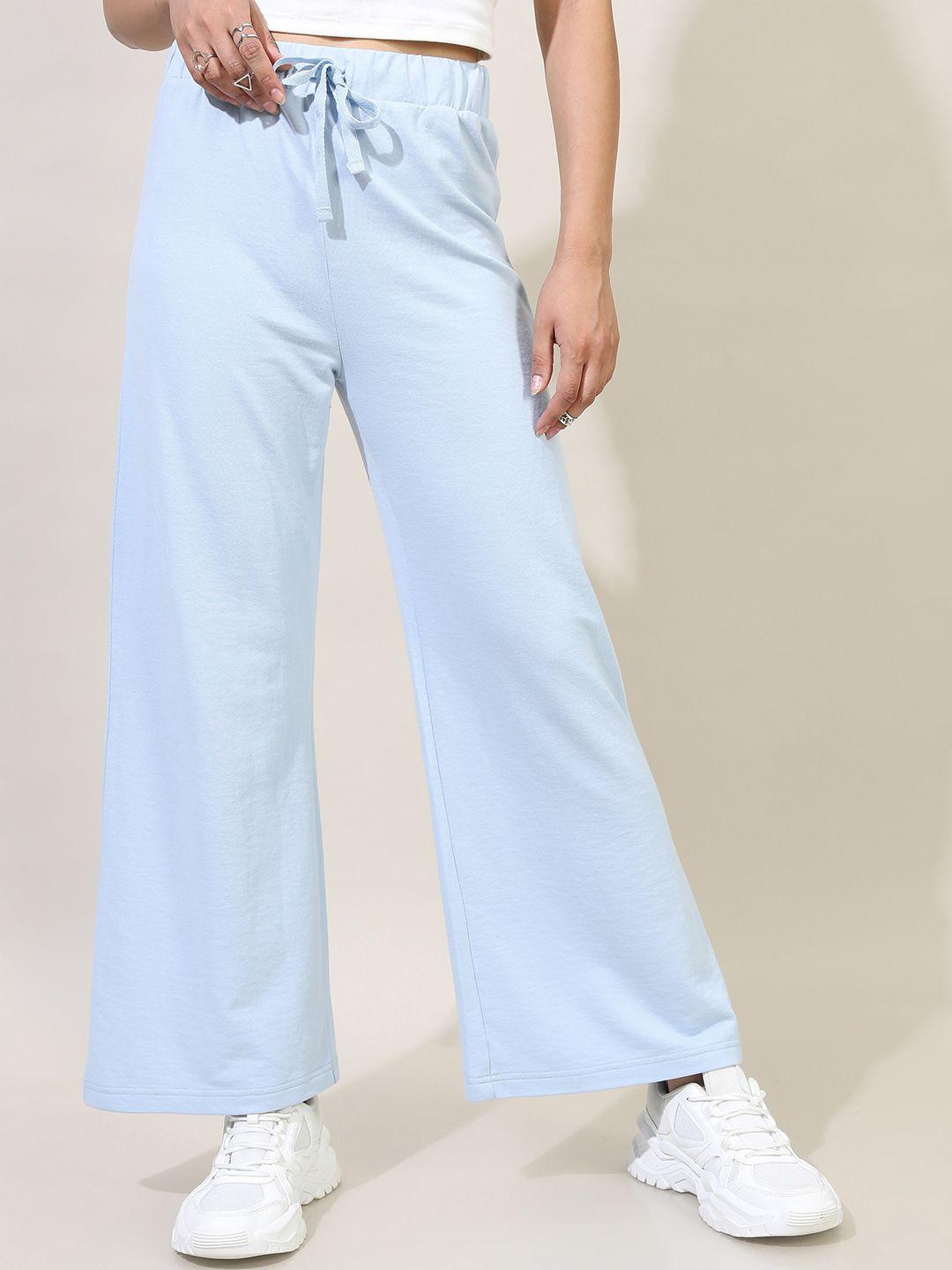tokyo talkies women blue solid track pants