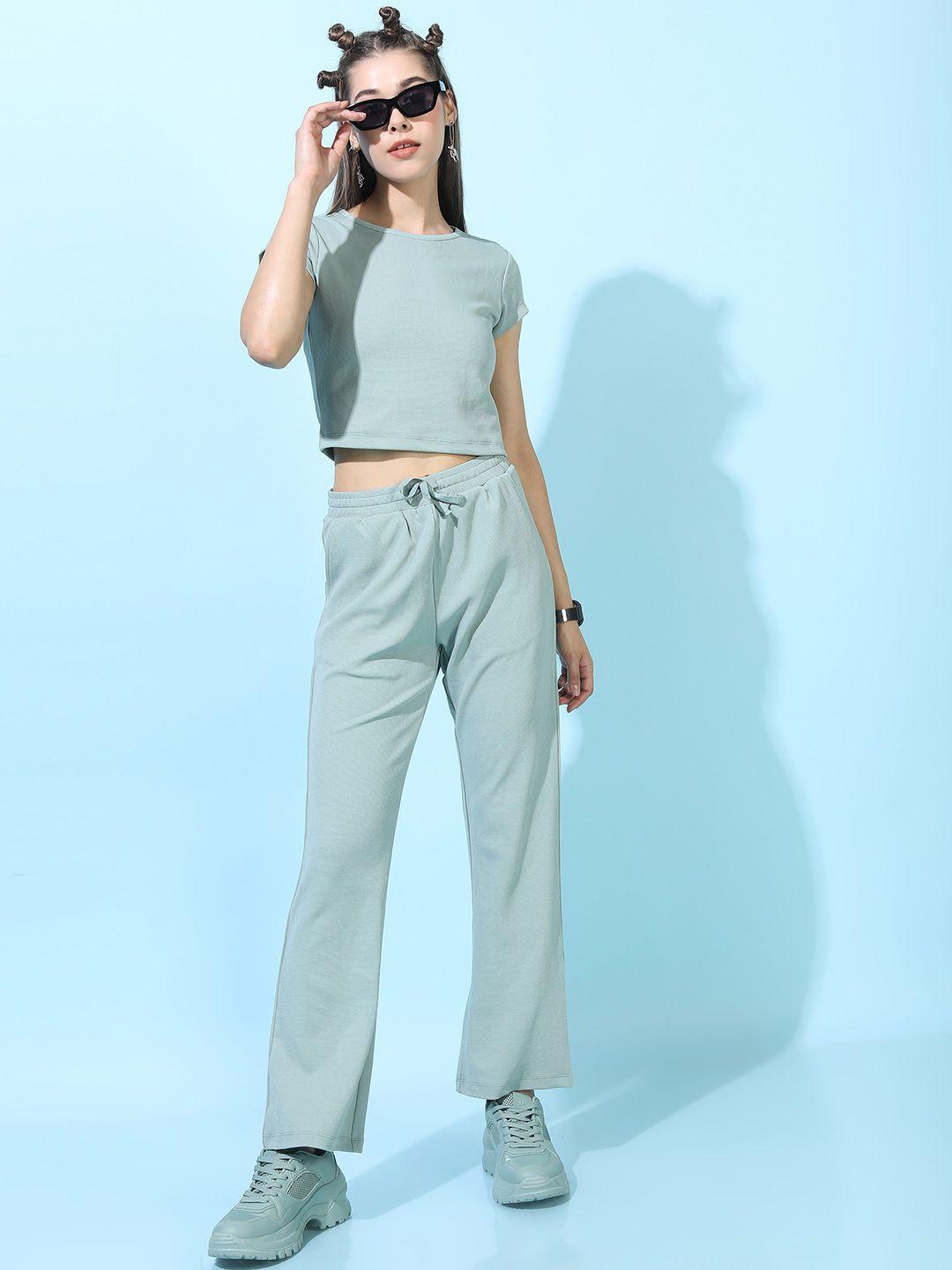 tokyo talkies women green top with trousers