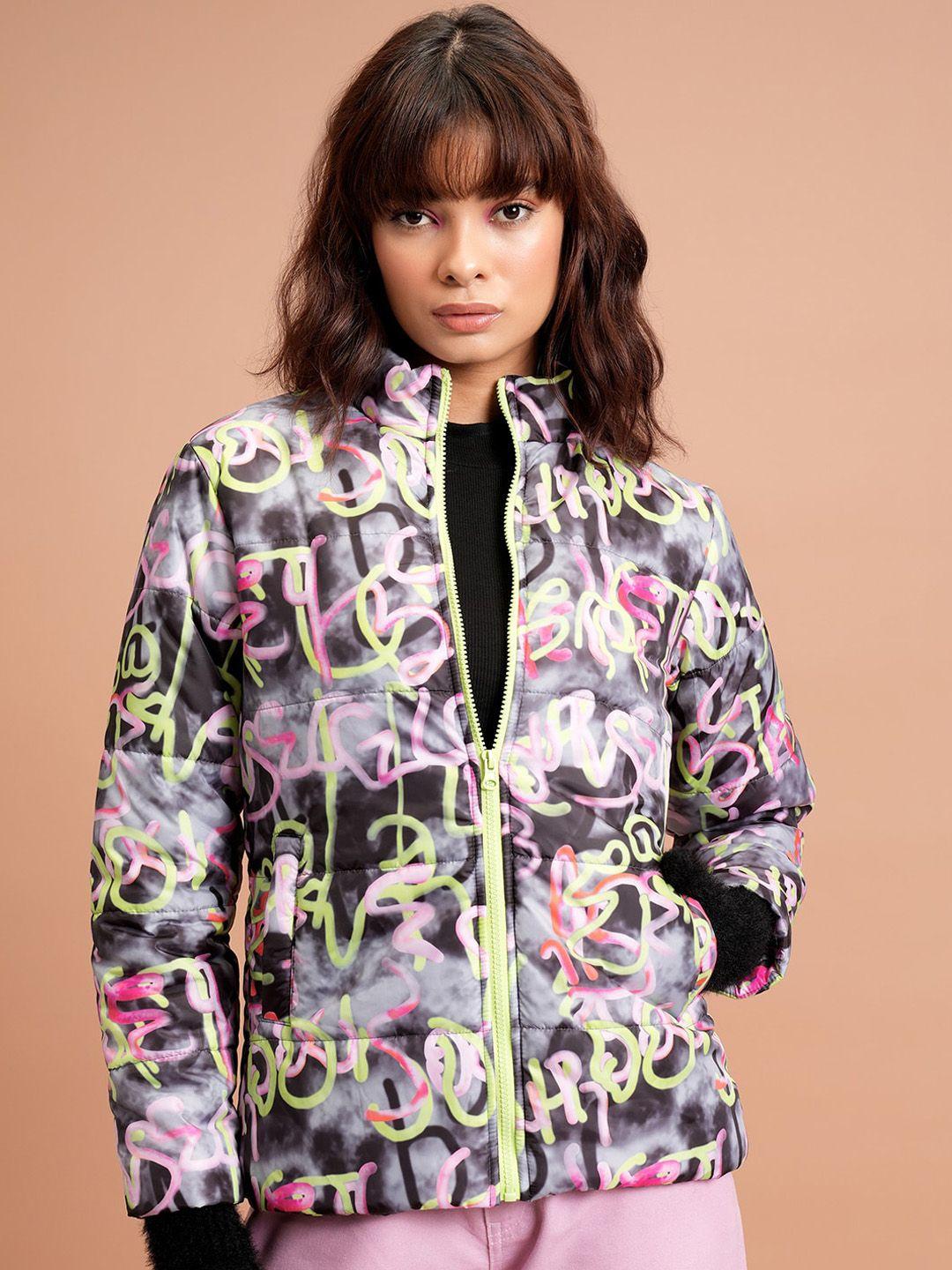 tokyo talkies abstract printed padded jacket