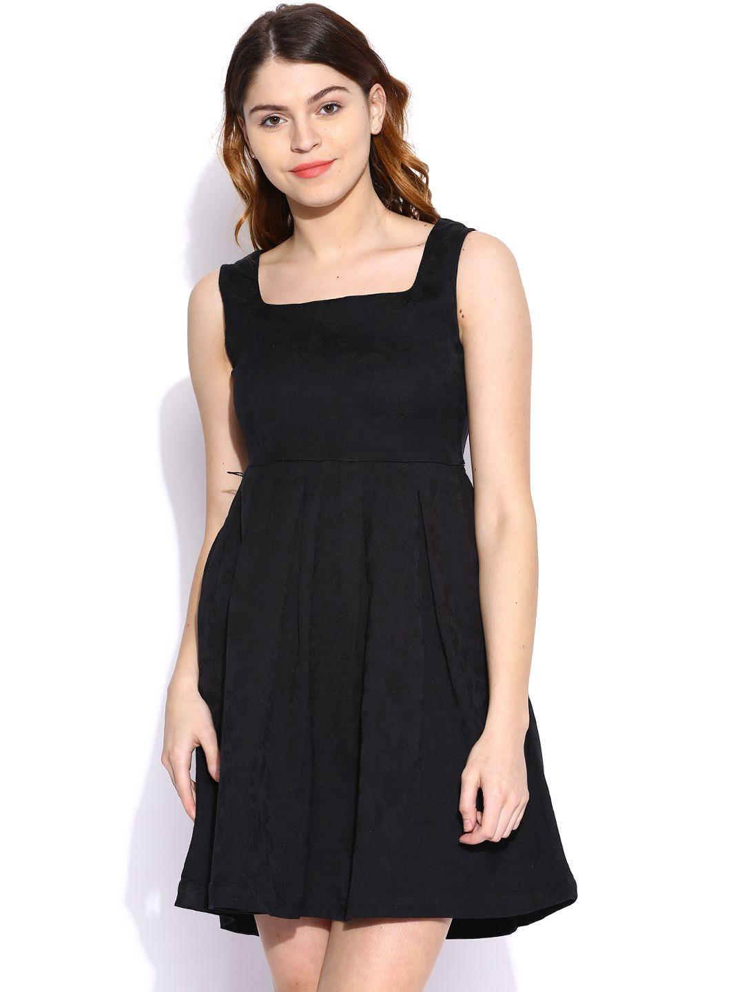 tokyo talkies black fit & flare dress