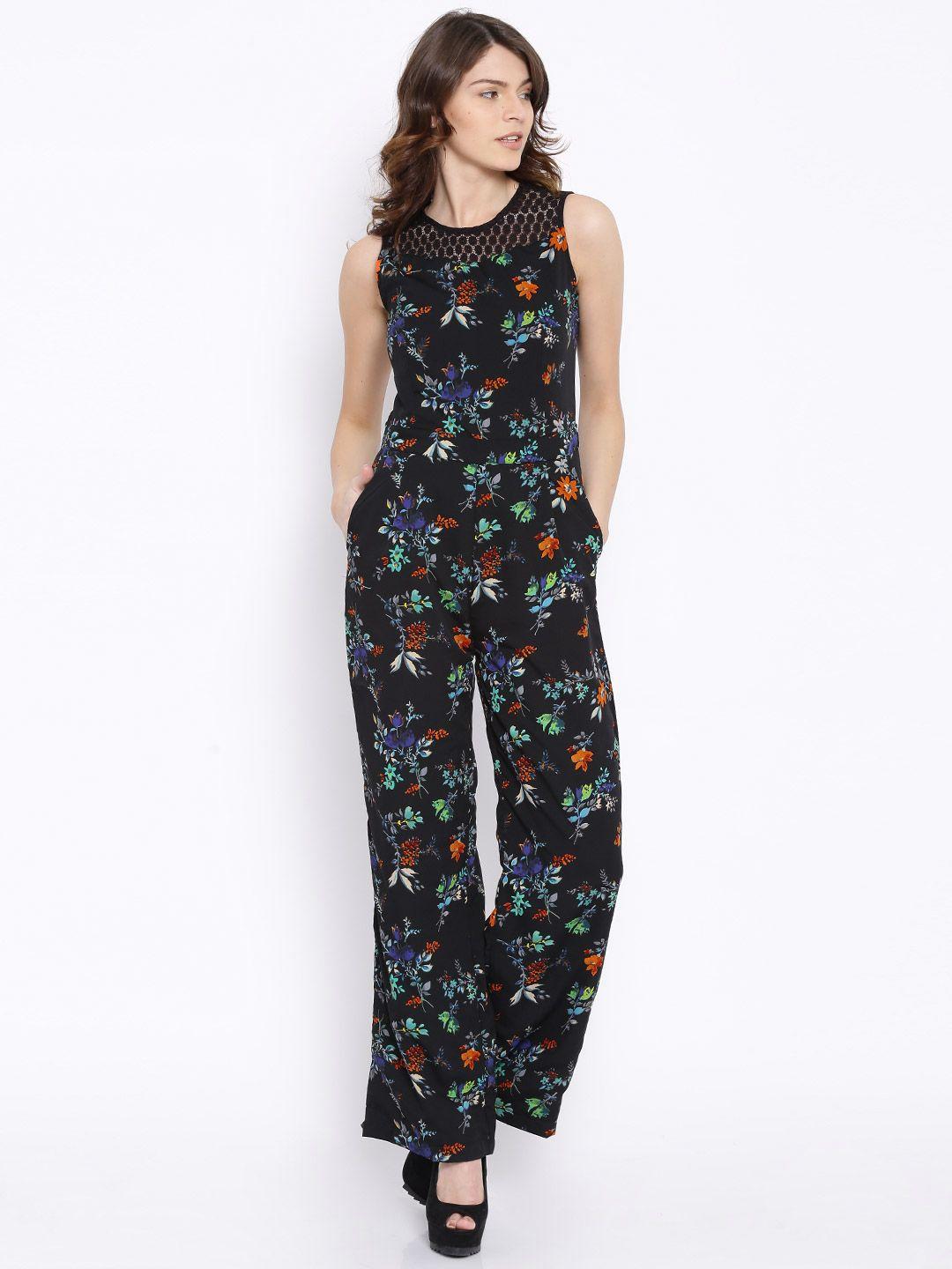 tokyo talkies black floral print jumpsuit