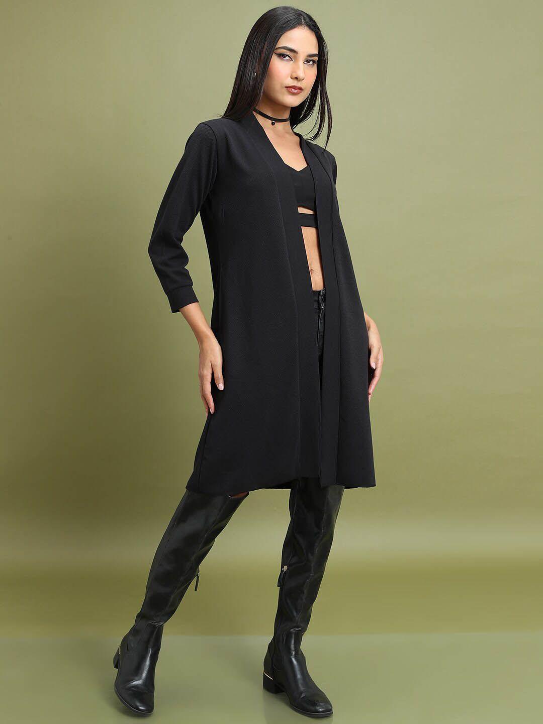 tokyo talkies black longline open front shrug