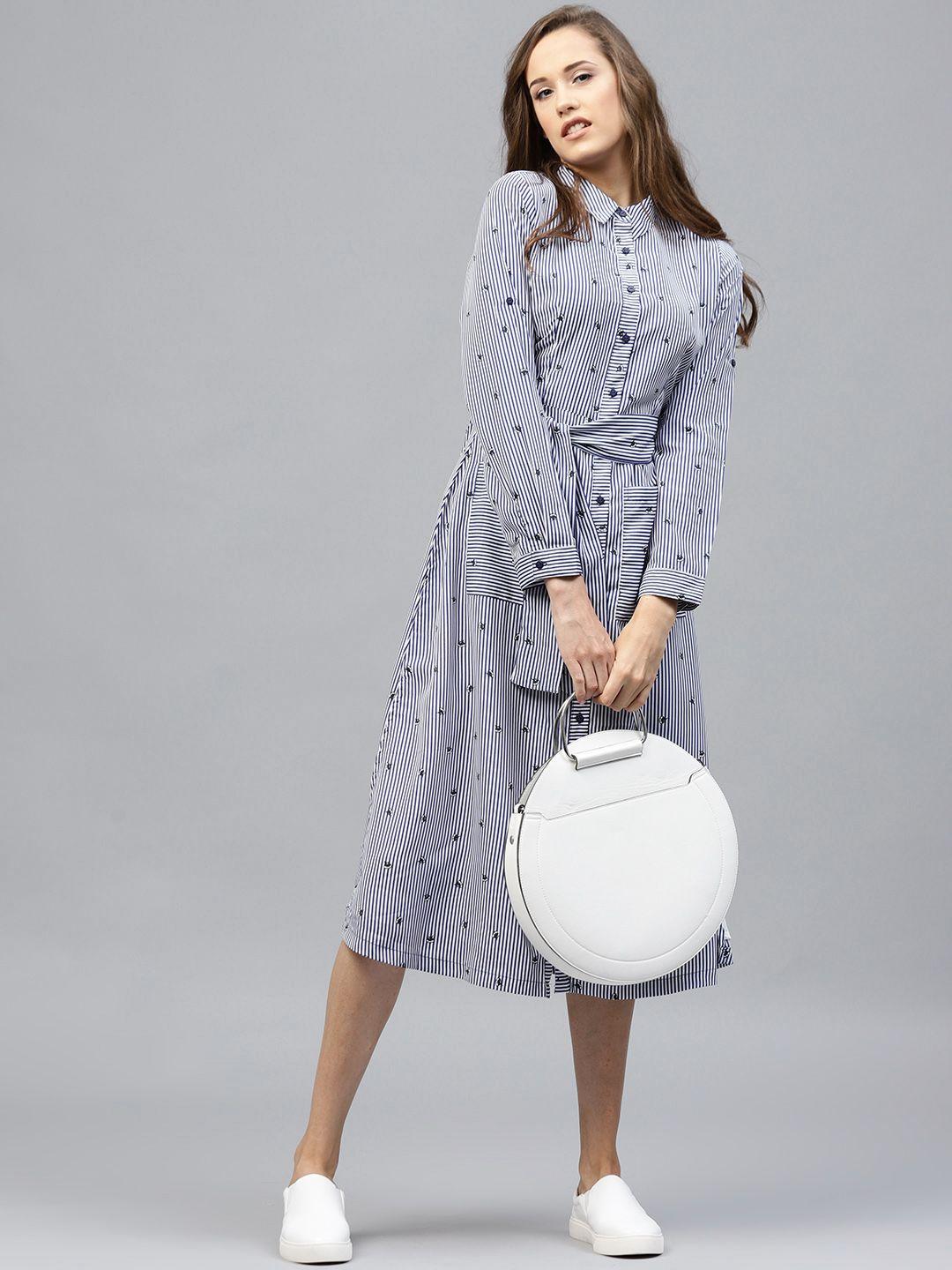 tokyo talkies blue & white striped shirt dress