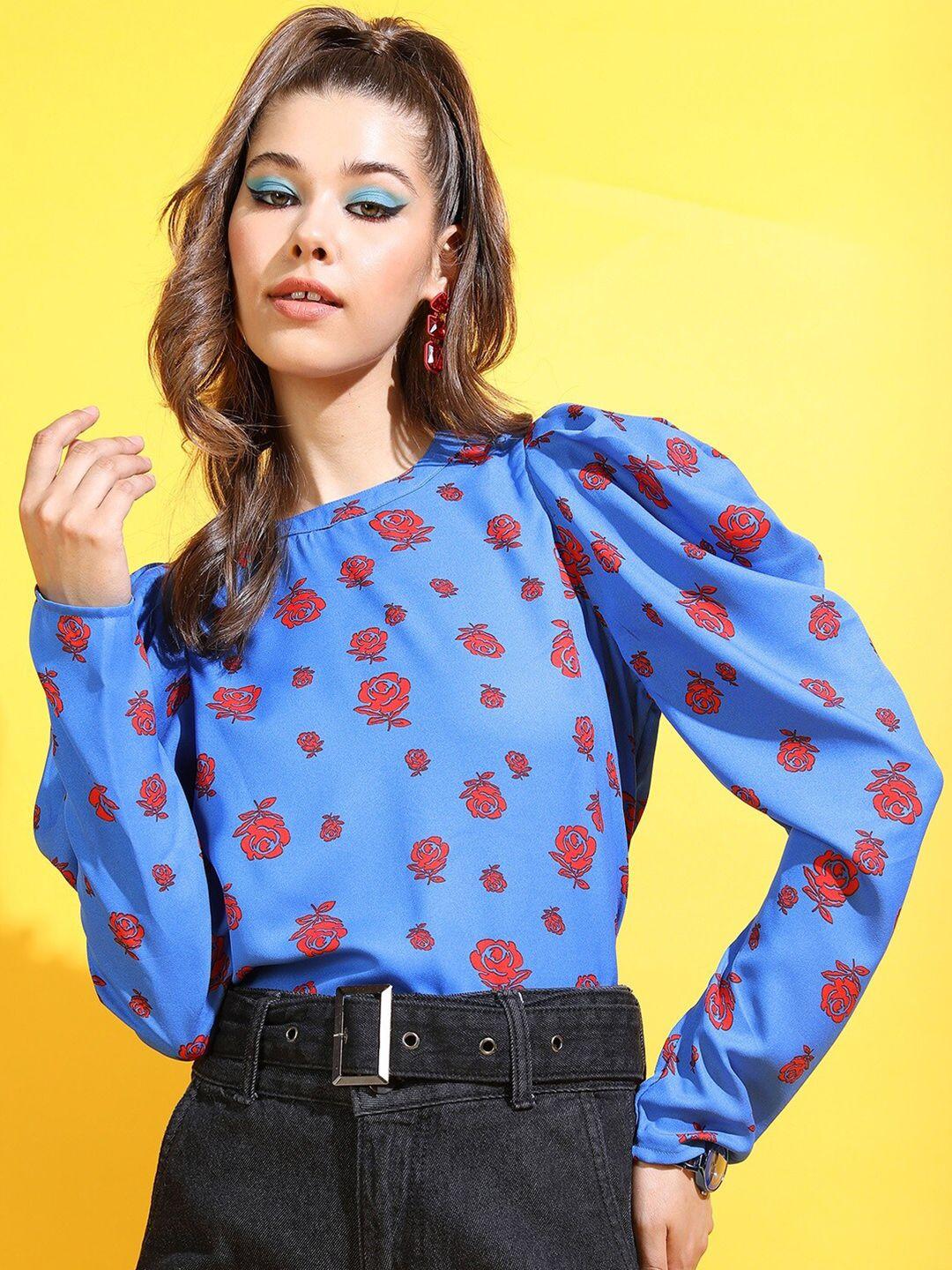 tokyo talkies blue floral top