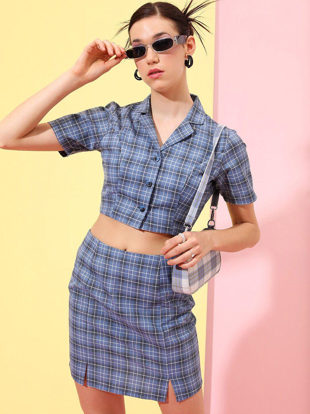 tokyo talkies checkered top & skirt co-ords