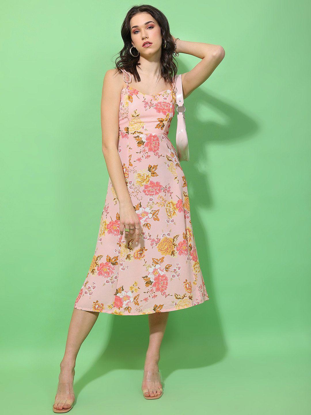 tokyo talkies floral printed fit & flare midi dress