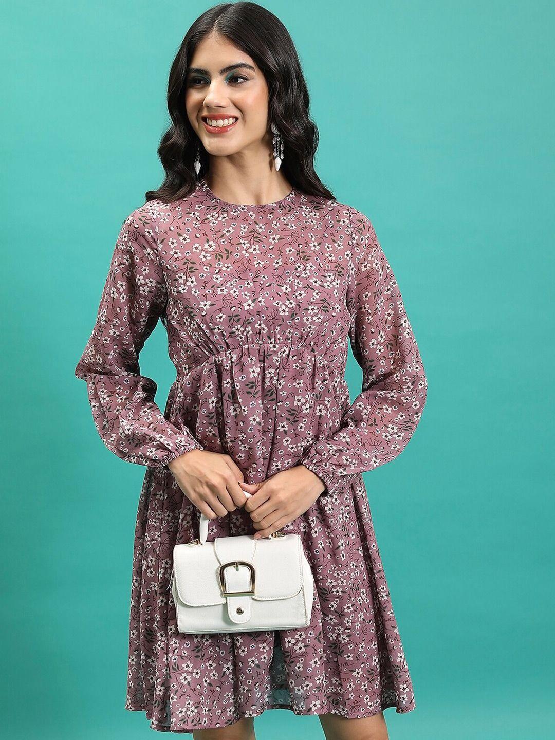 tokyo talkies floral printed puff sleeve fit & flare dress