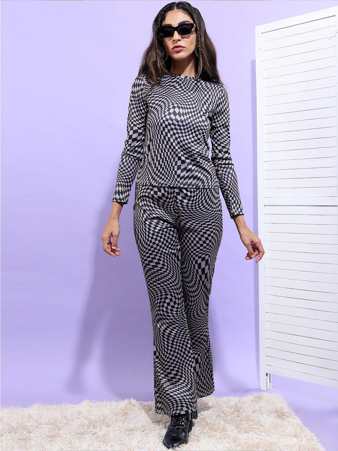 tokyo talkies geometric printed co-ord set