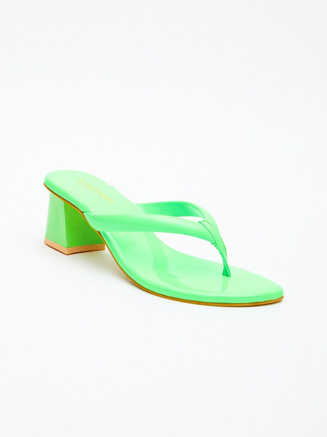tokyo talkies green block open toe heels