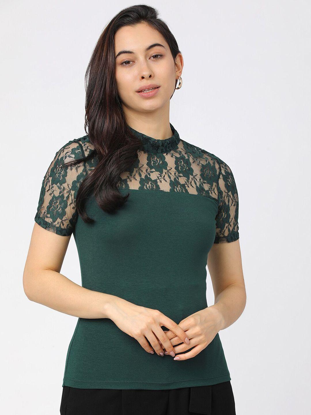 tokyo talkies green lace regular top