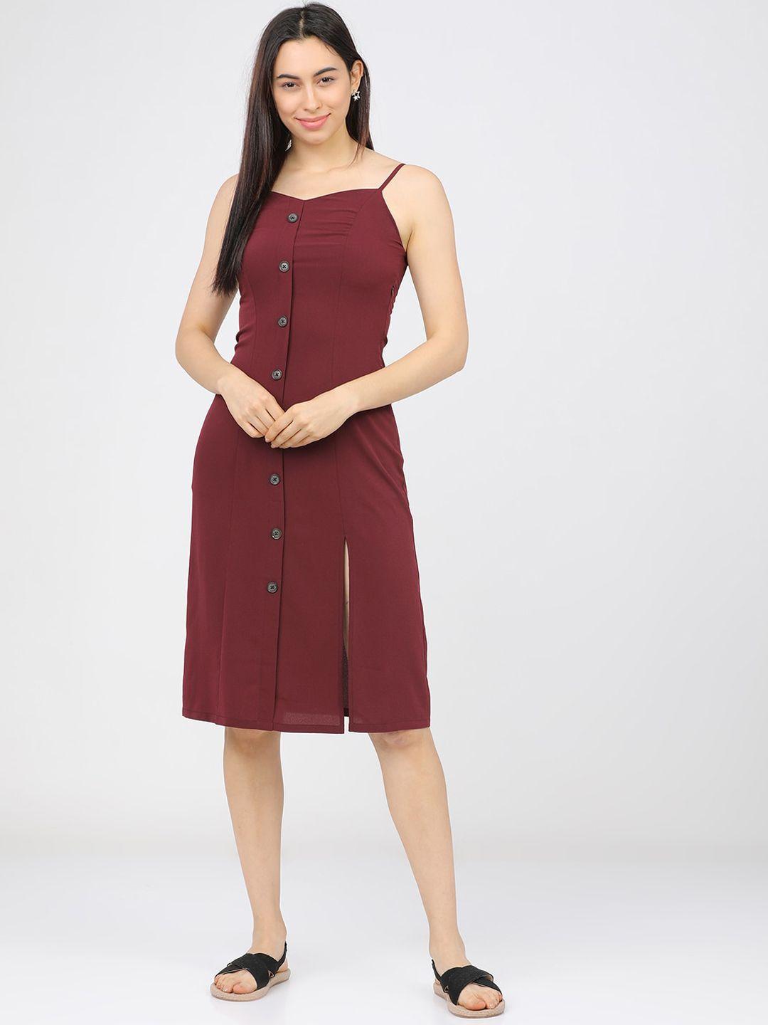 tokyo talkies maroon sheath dress