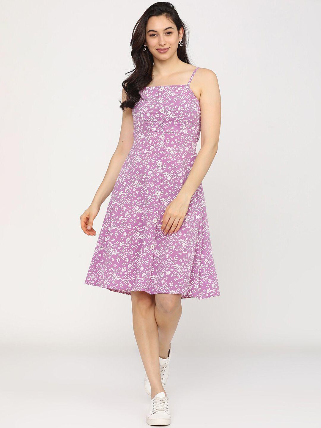 tokyo talkies mauve floral a-line dress