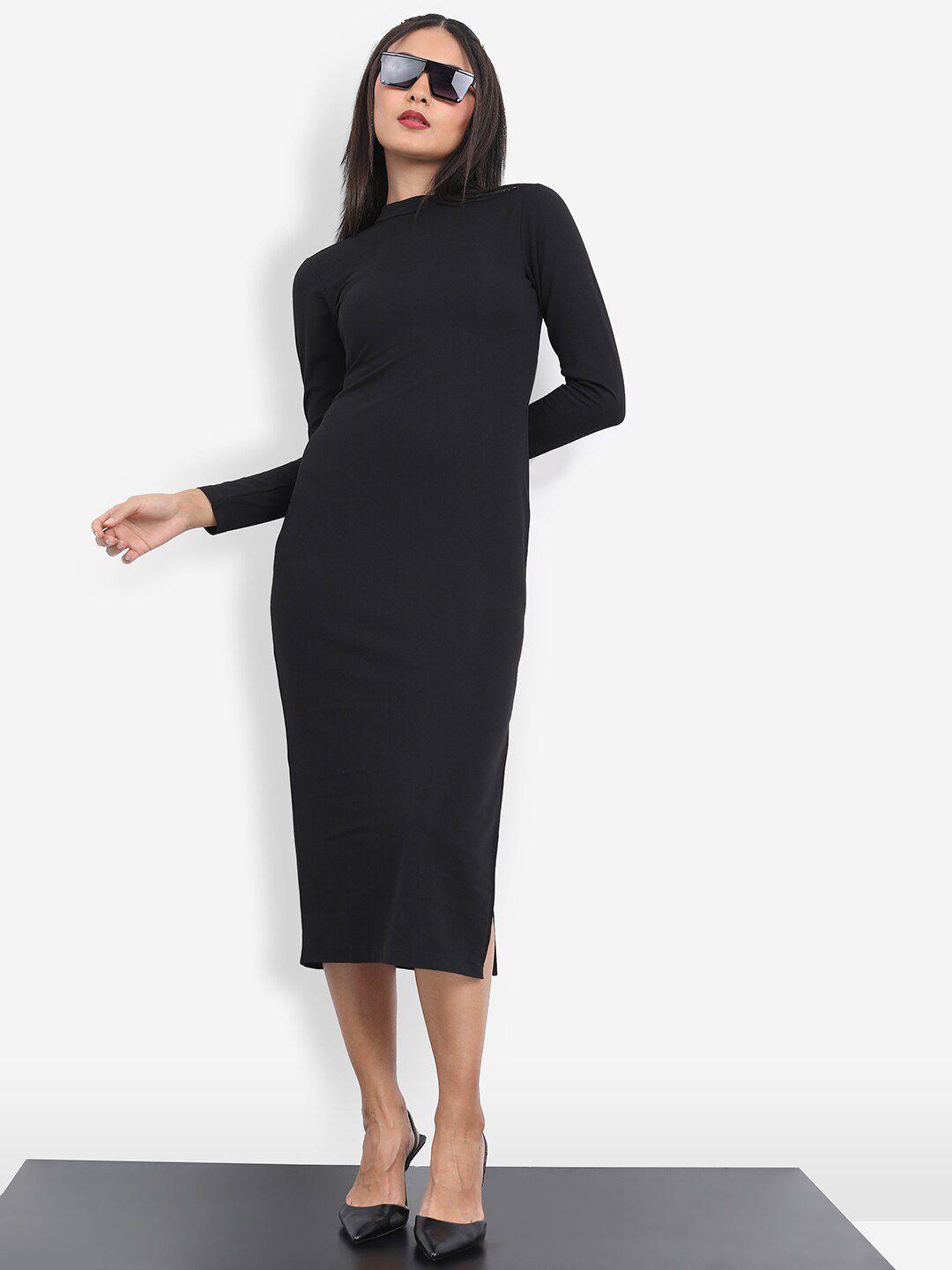 tokyo talkies mock neck bodycon midi dress