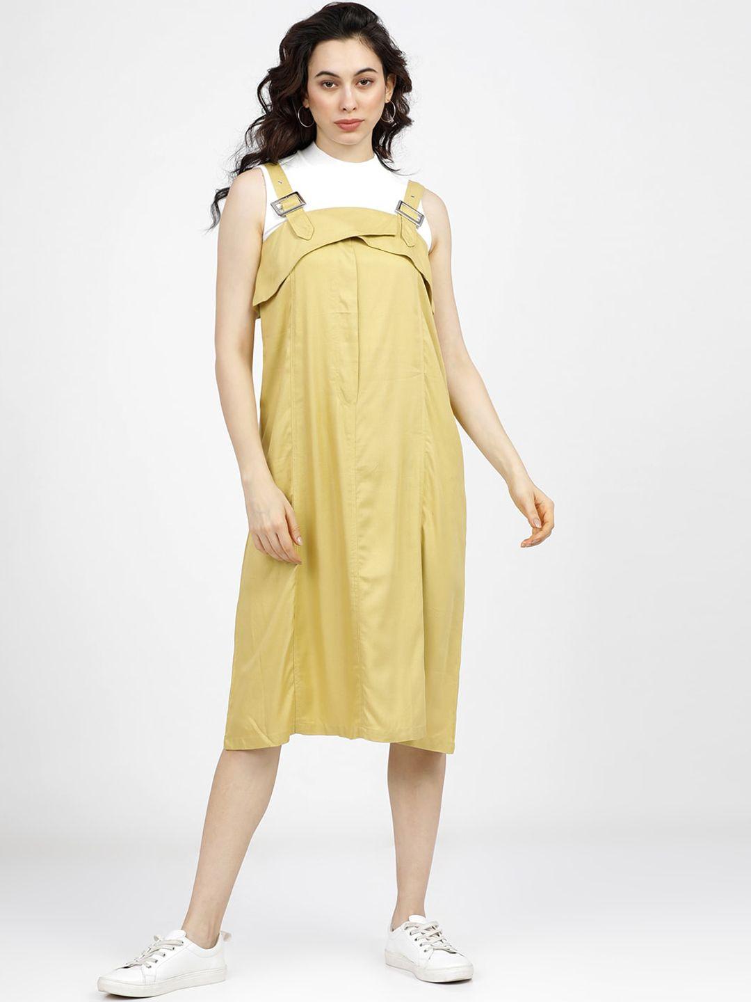 tokyo talkies mustard yellow a-line midi dress