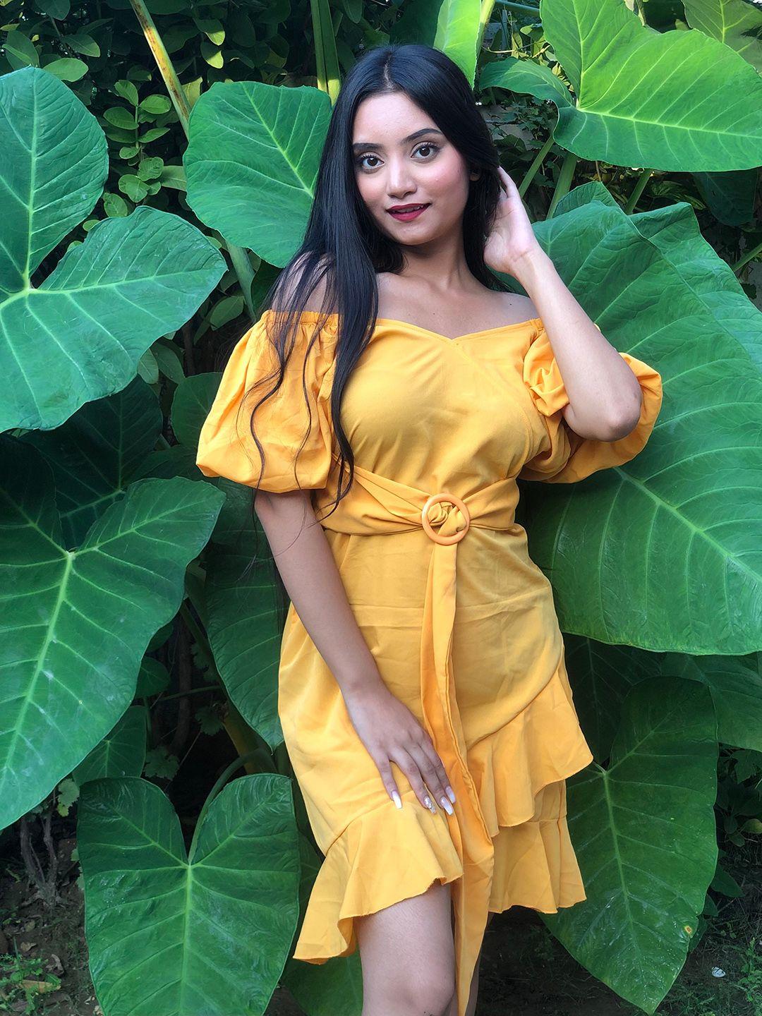 tokyo talkies mustard yellow dress