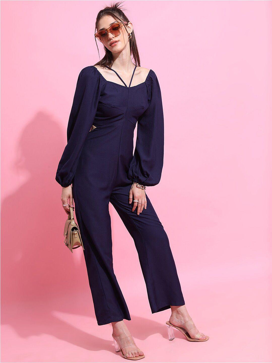 tokyo talkies navy blue basic jumpsuit