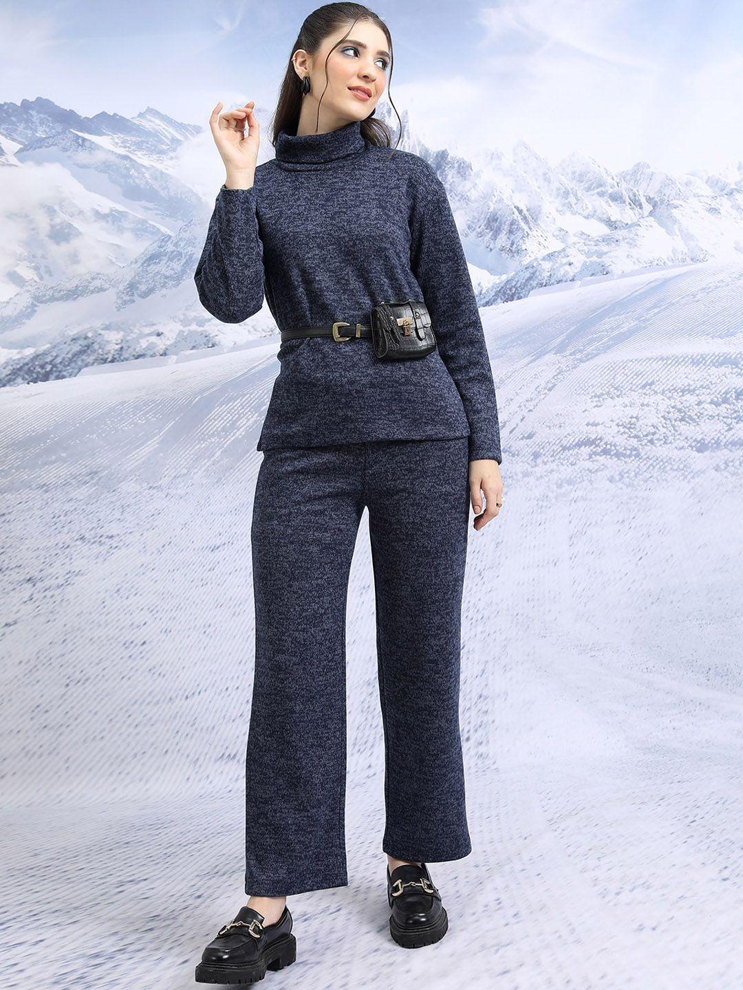 tokyo talkies navy blue oversized pullover with trouser