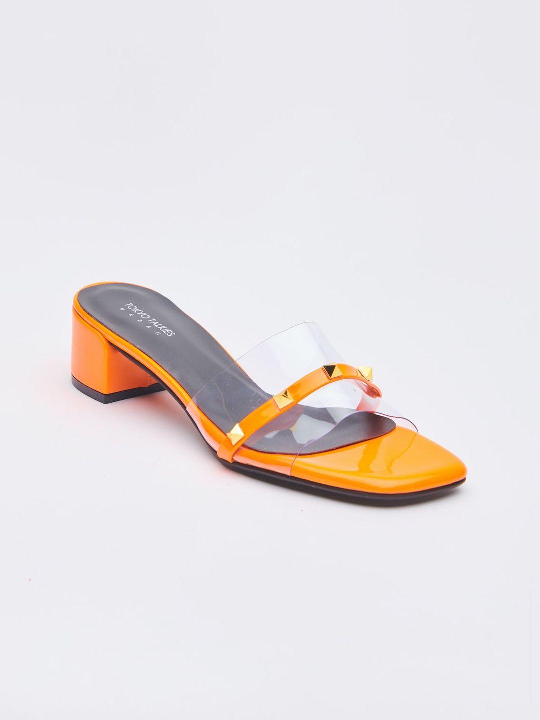 tokyo talkies orange party block heels