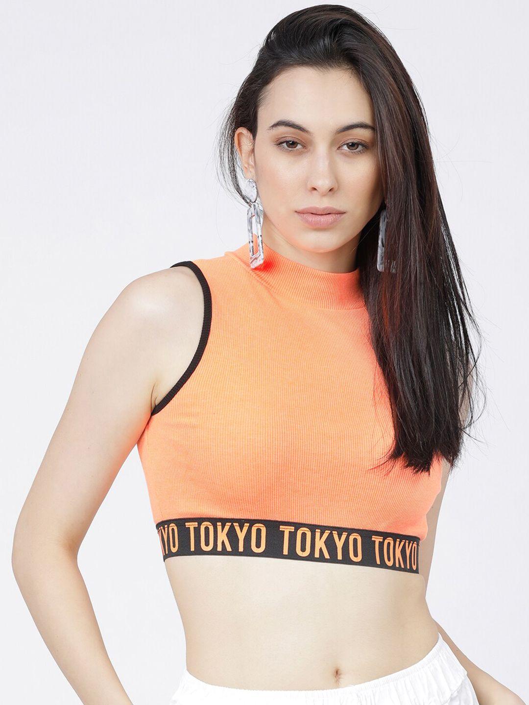 tokyo talkies orange tank crop top