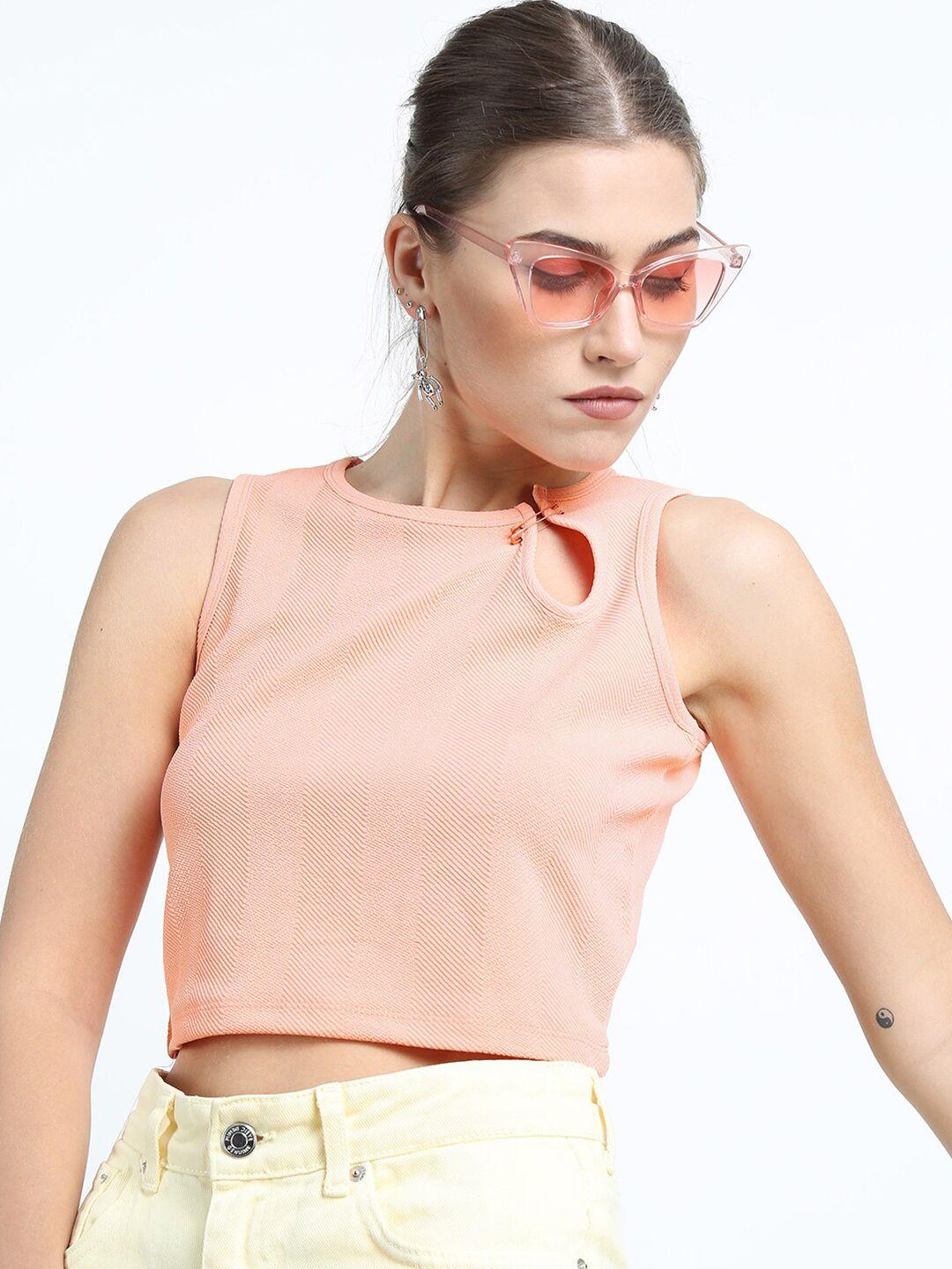 tokyo talkies peach-coloured tank crop top