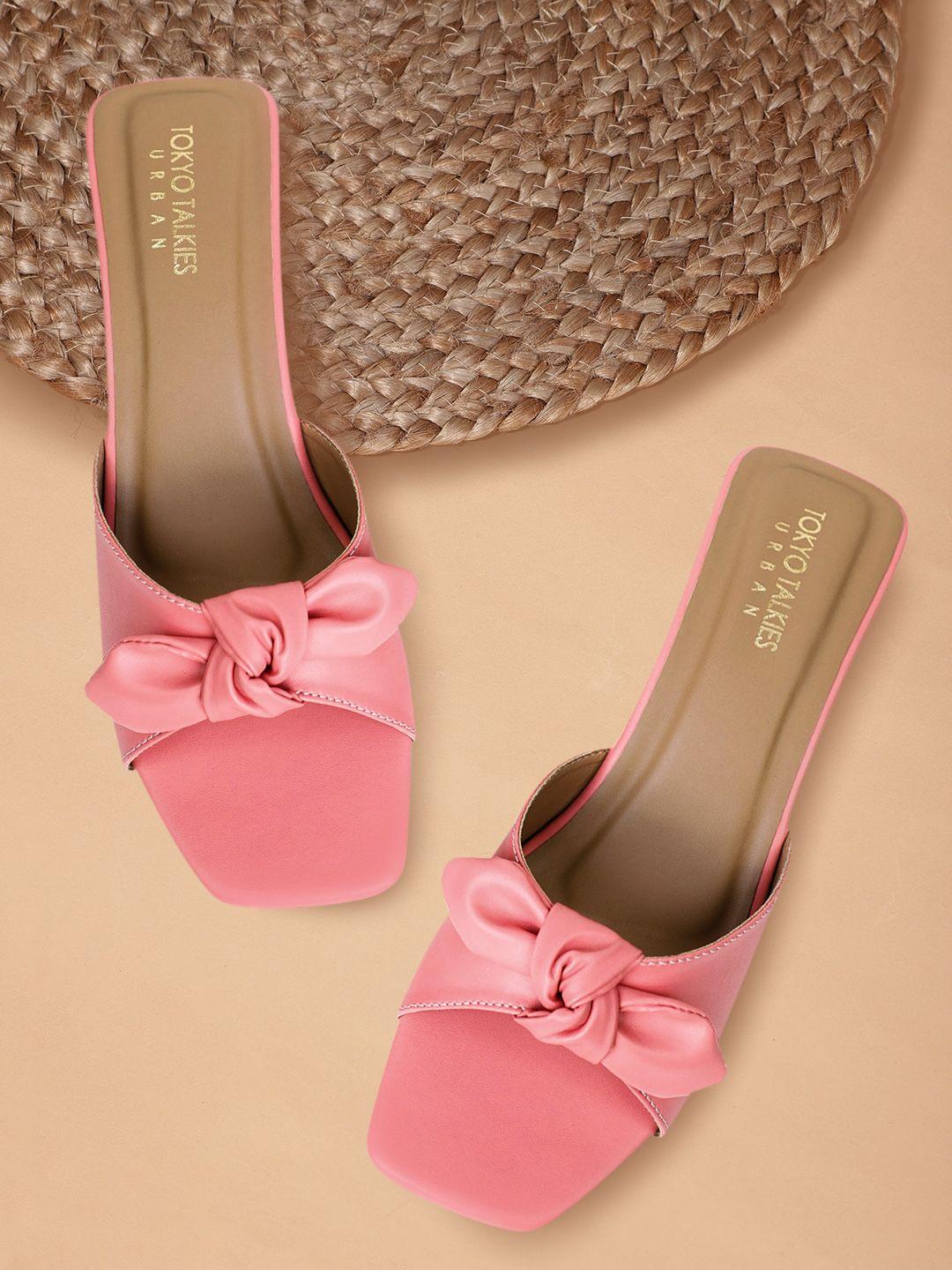 tokyo talkies pink block mules with bows