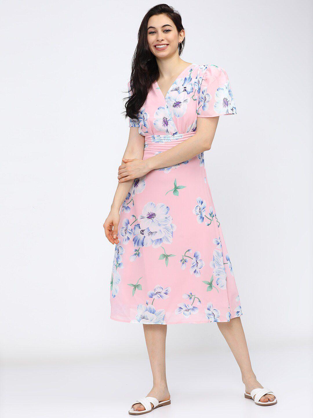 tokyo talkies pink floral midi dress