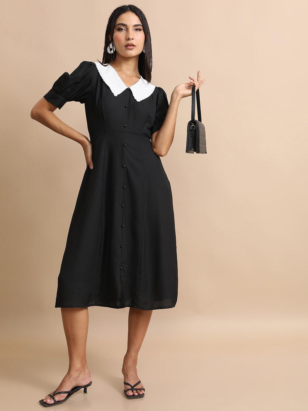 tokyo talkies puff sleeve fit & flare midi dress