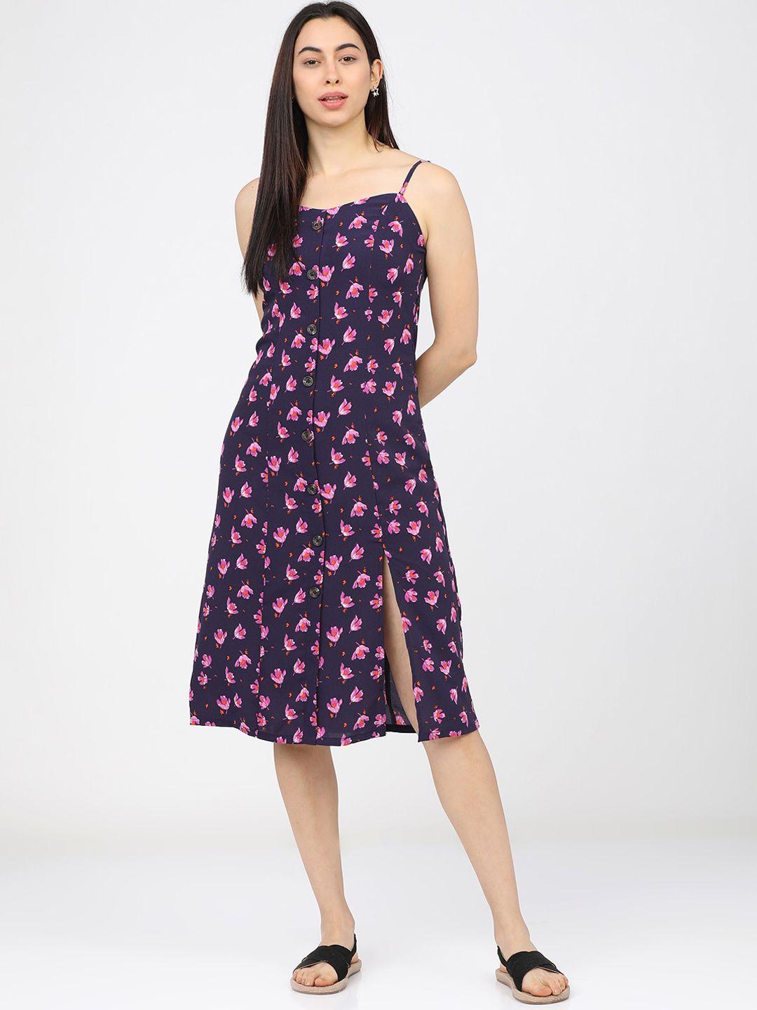 tokyo talkies purple & pink floral dress