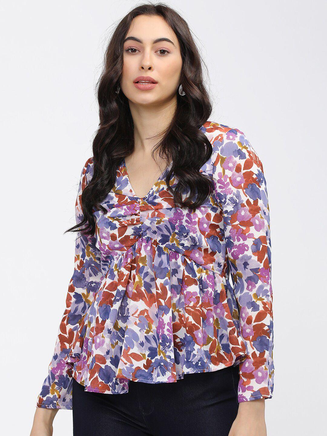 tokyo talkies purple floral print empire top