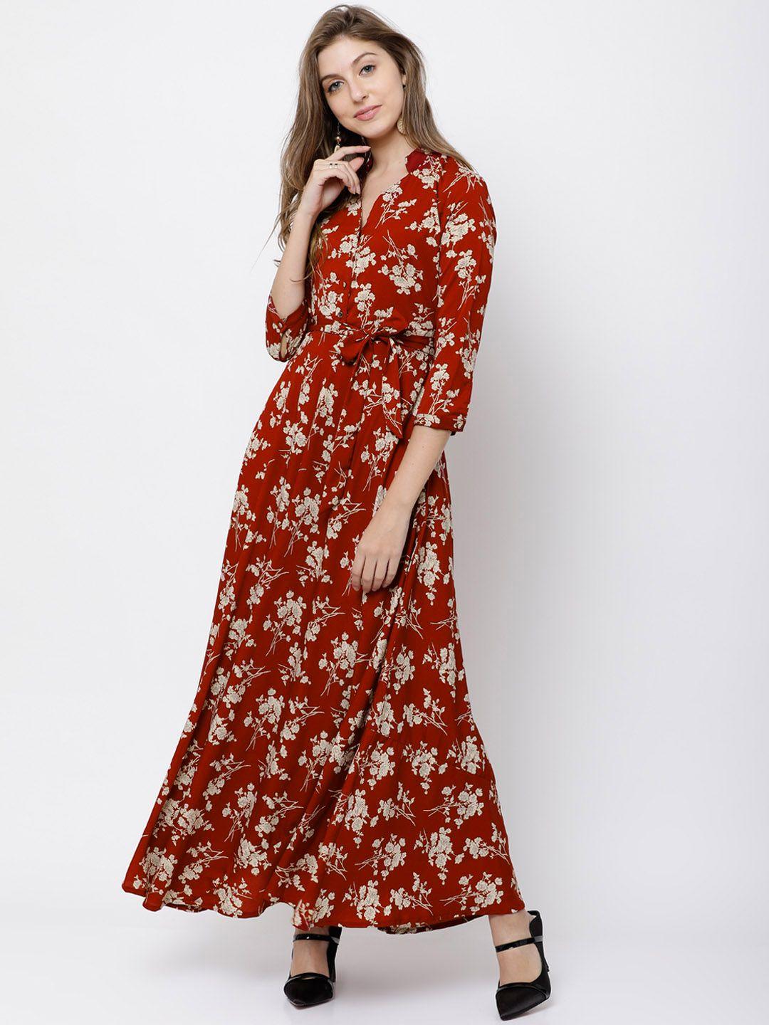 tokyo talkies red floral printed maxi dress