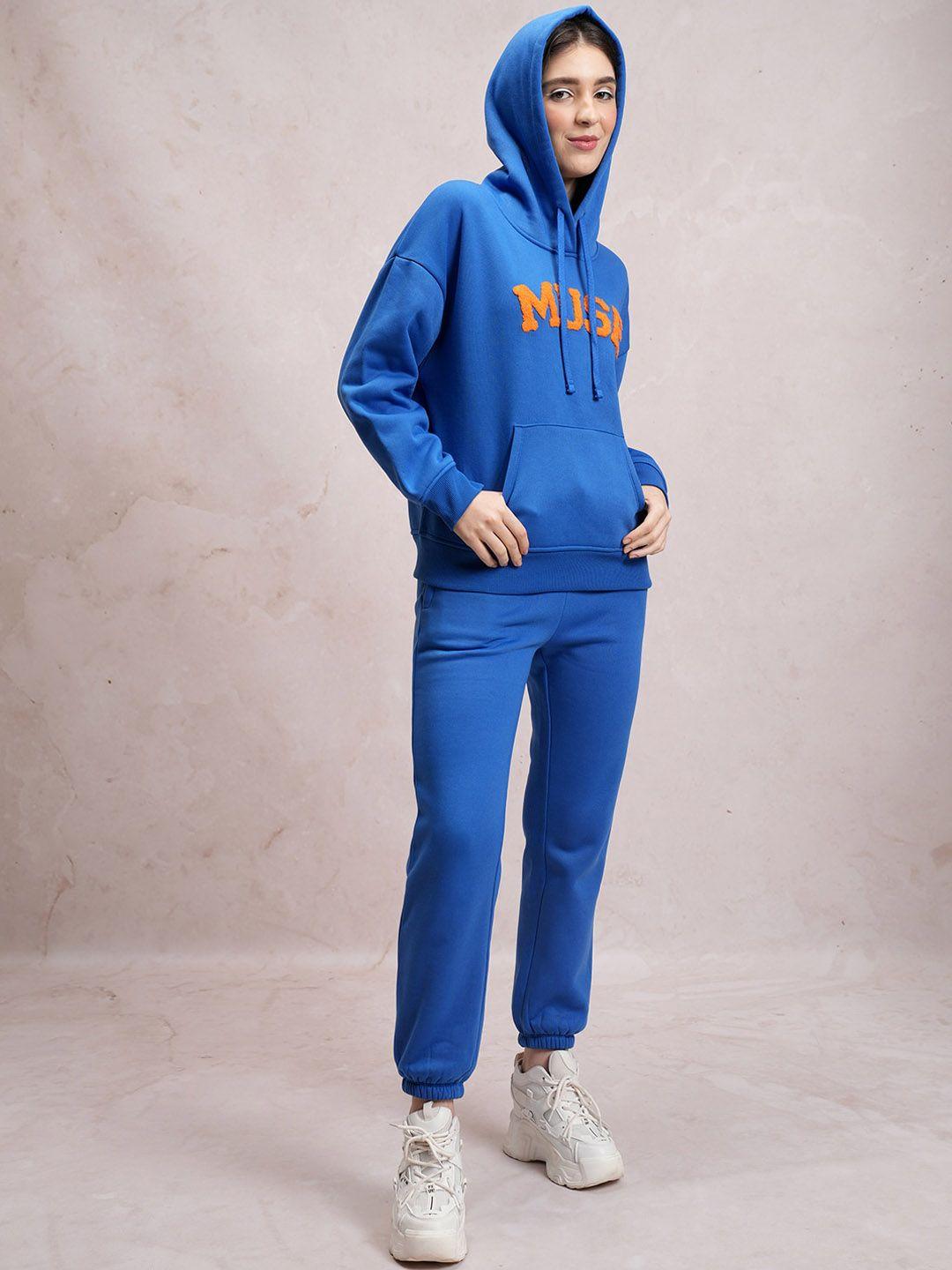 tokyo talkies self-design hooded sweatshirt with joggers co-ords