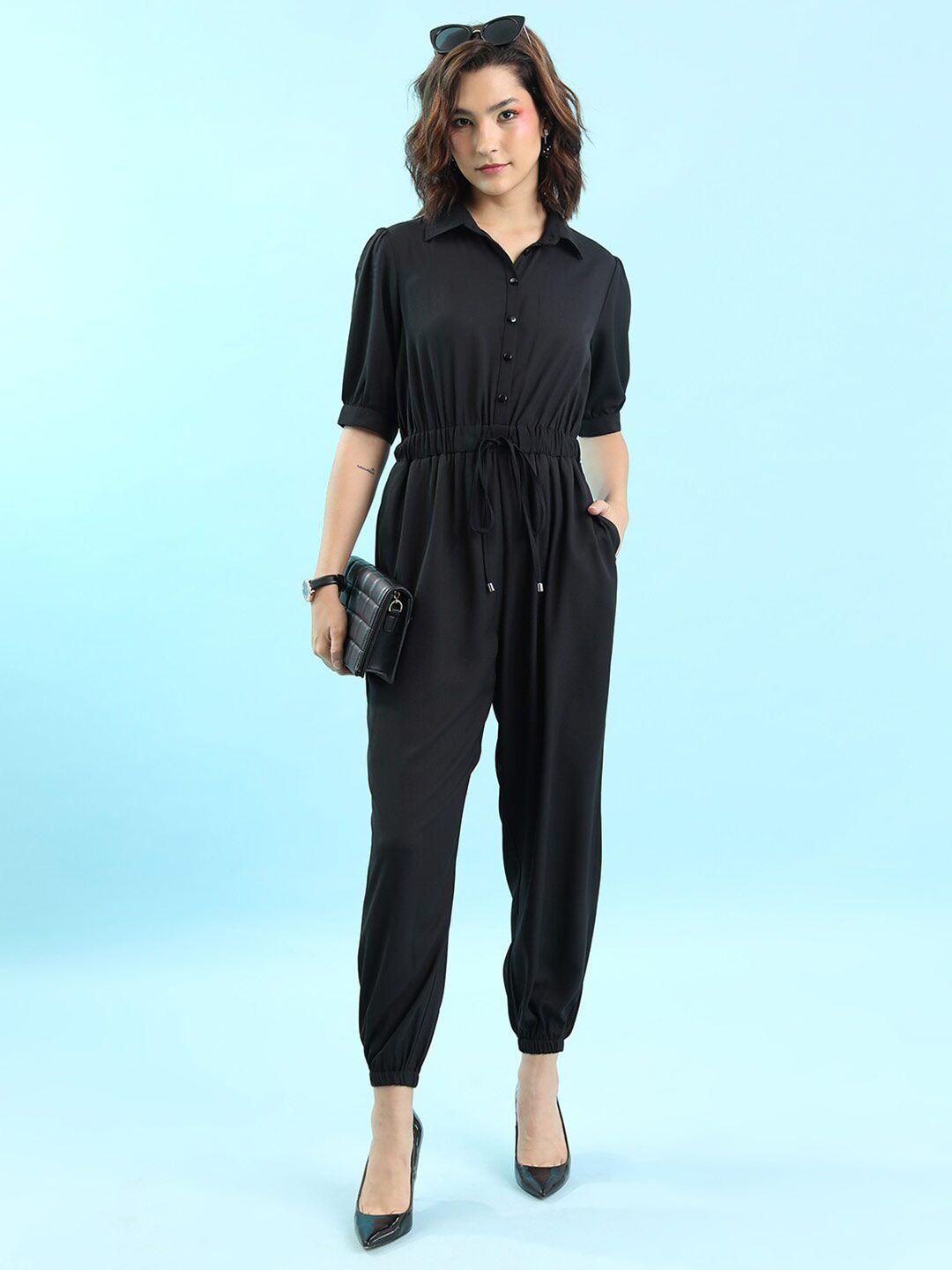 tokyo talkies shirt collar basic jumpsuit