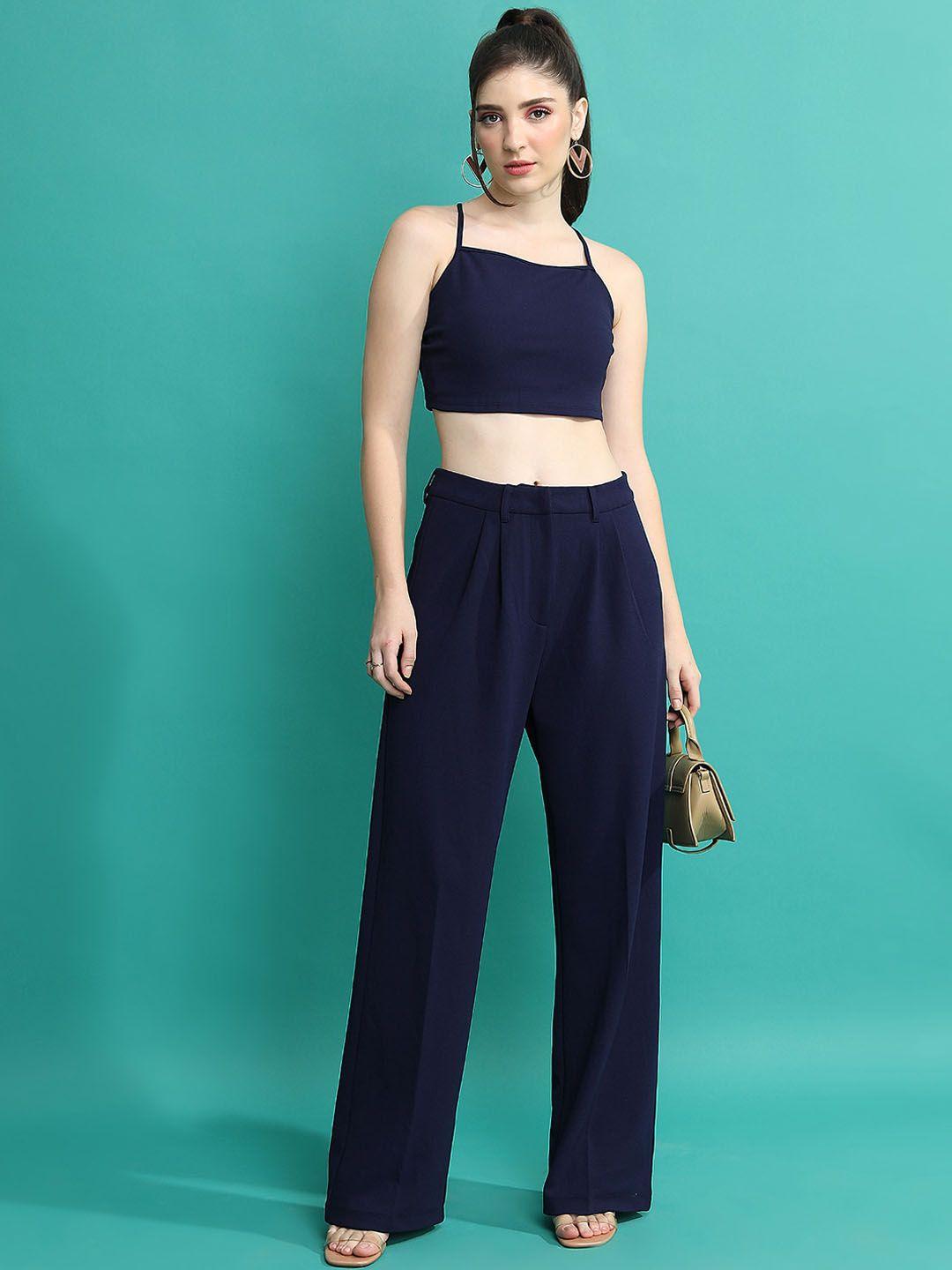 tokyo talkies sleeveless crop top with trousers