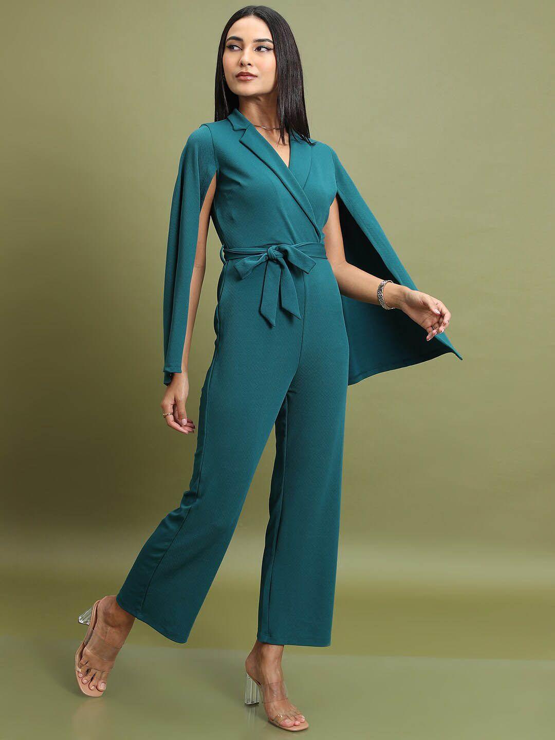 tokyo talkies slit sleeves basic jumpsuit with belt