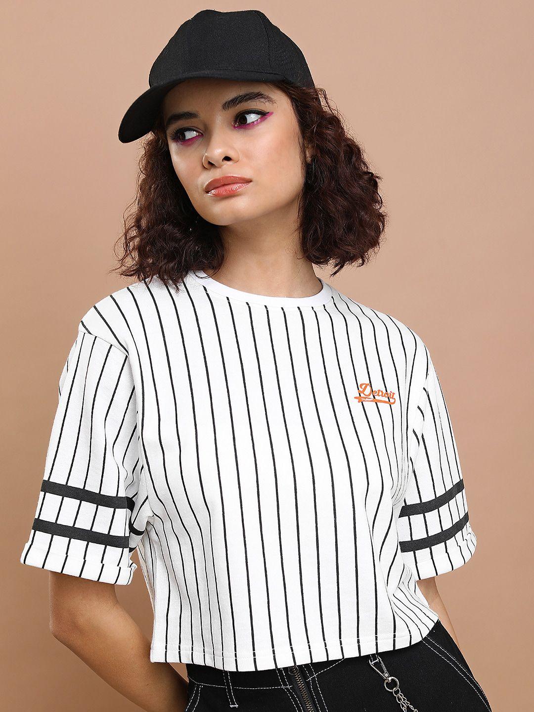 tokyo talkies striped boxy drop-shoulder oversized t-shirt