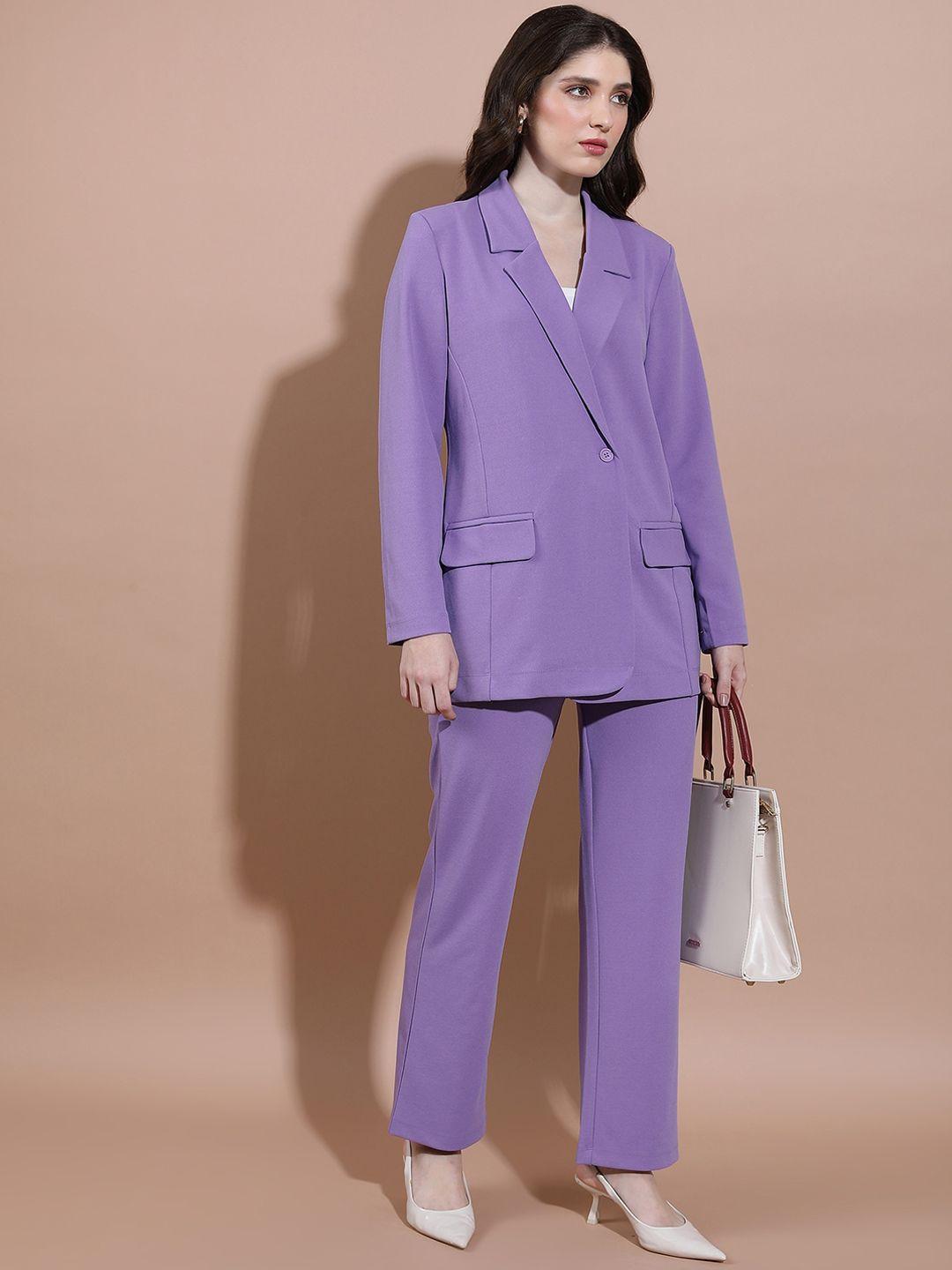 tokyo talkies violet shirt collar coat with pant