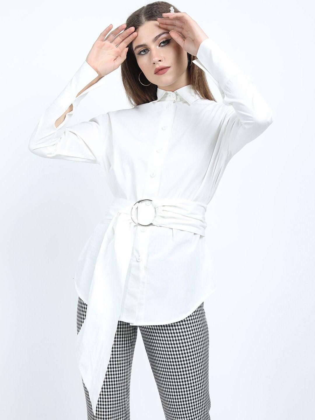 tokyo talkies white shirt style cotton longline top